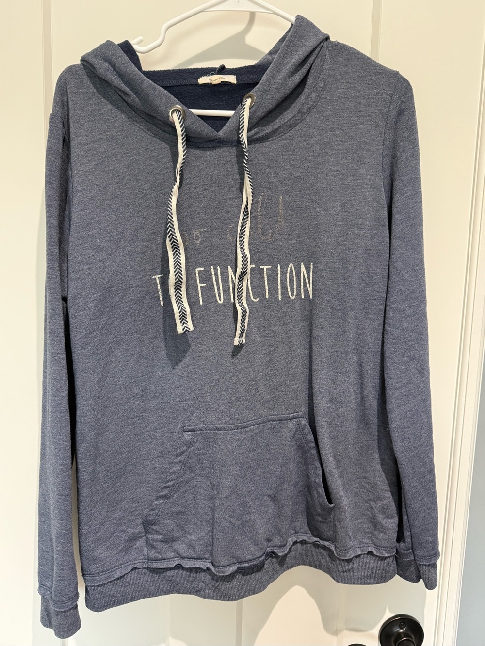 Maurices Too Cold to Function lightweight blue hoodie size medium